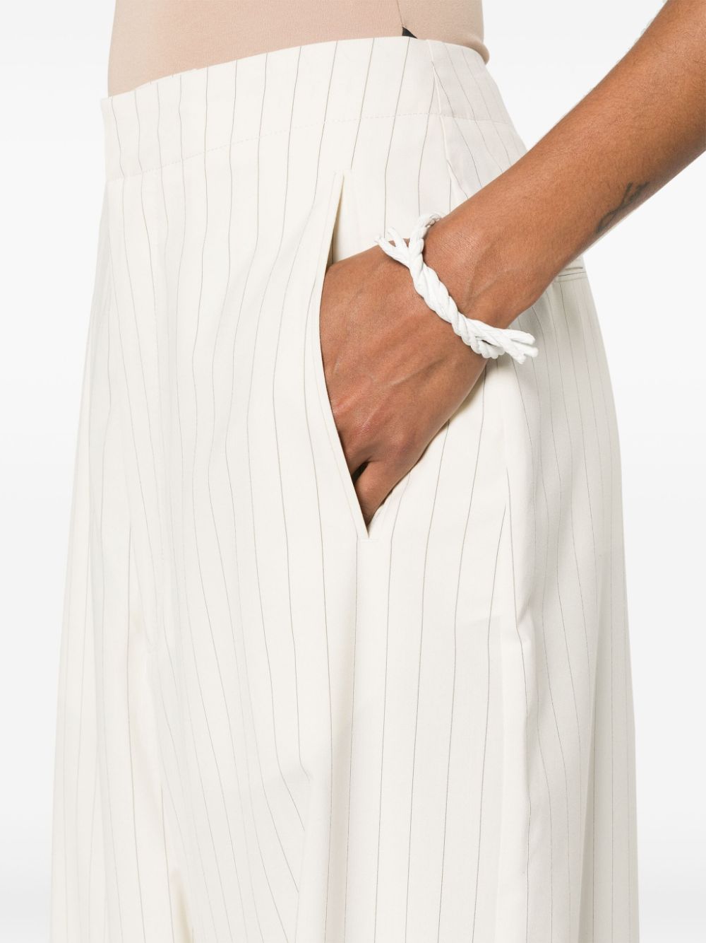Shop Mm6 Maison Margiela Pinstriped Palazzo Pants In Nude
