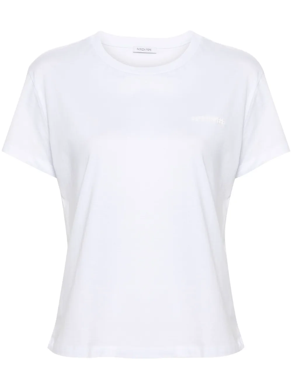 patrizia pepe t-shirt en coton à logo pailleté - blanc