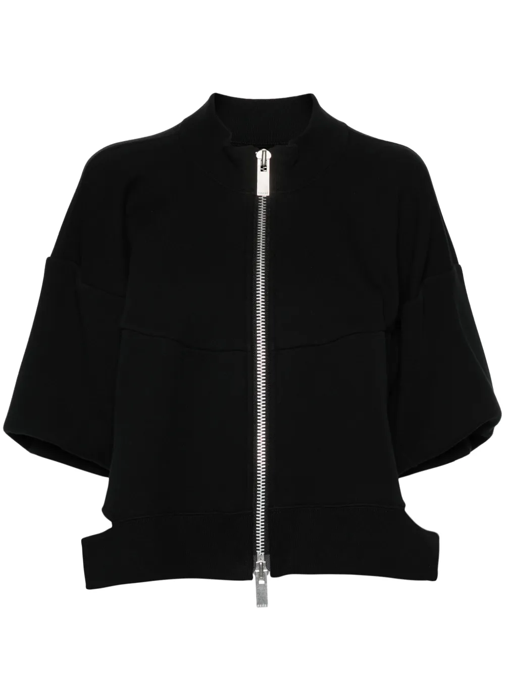 Sacai Panelled Zip-up Sweatshirt In Black