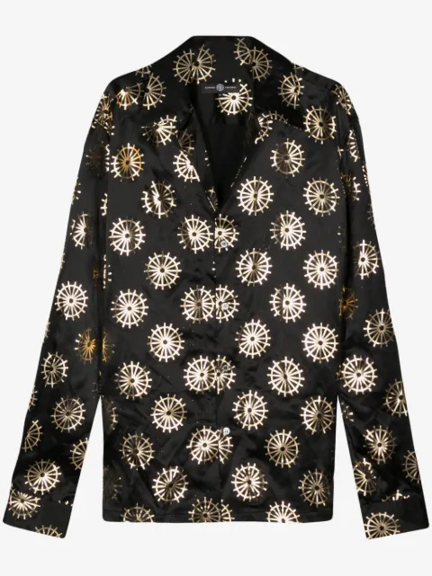 Edward Crutchley camisa de seda con estampado metalizado