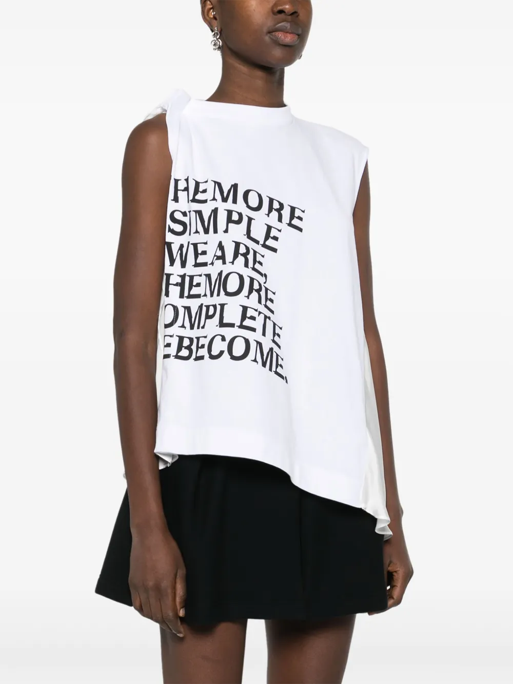 Shop Sacai Slogan-print Top In White