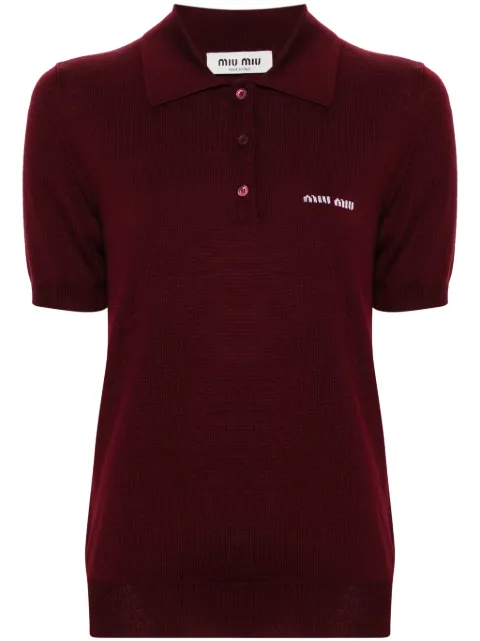 Miu Miu logo-jacquard virgin wool polo shirt