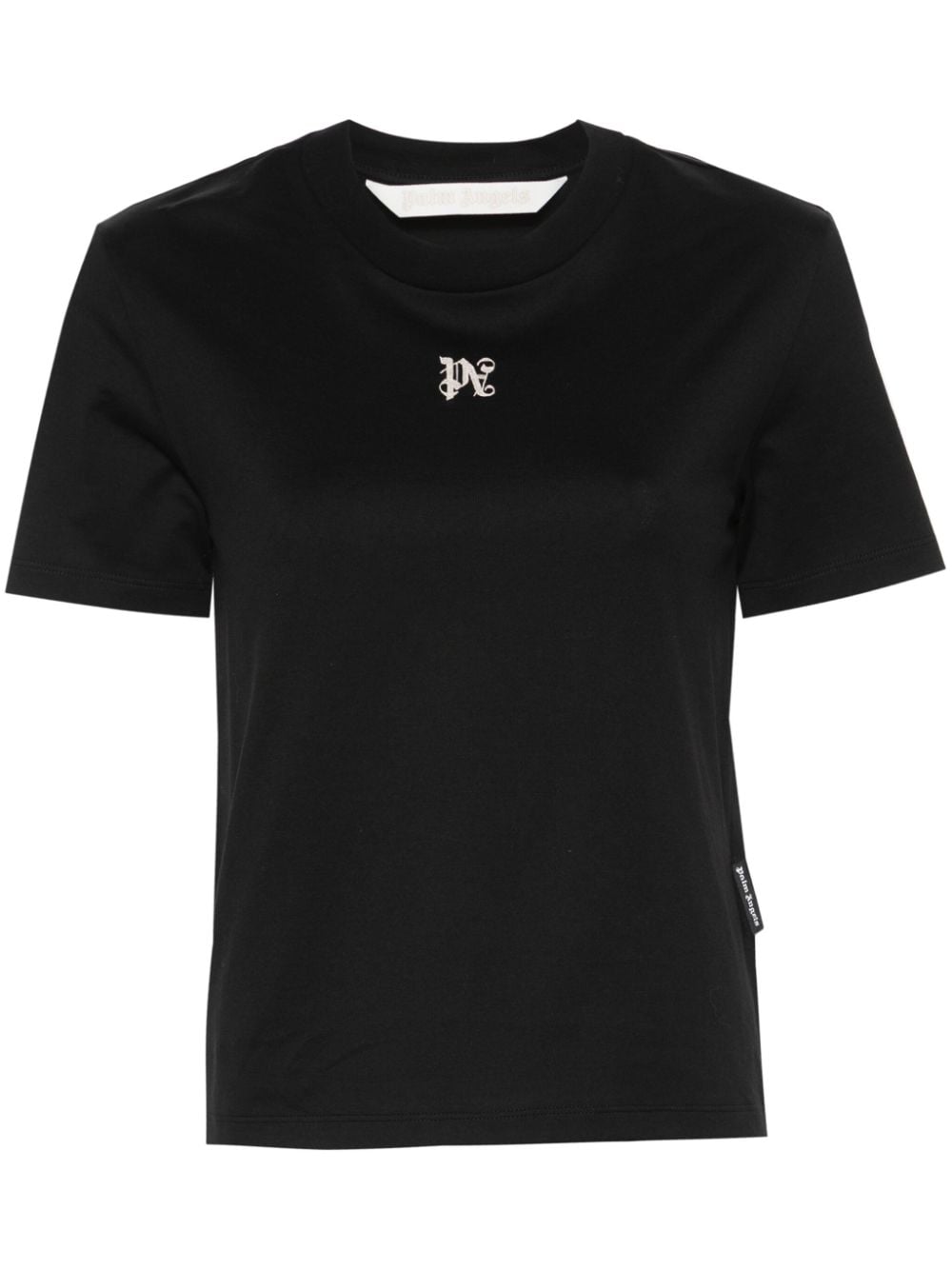 PALM ANGELS MONOGRAM-EMBROIDERED COTTON T-SHIRT