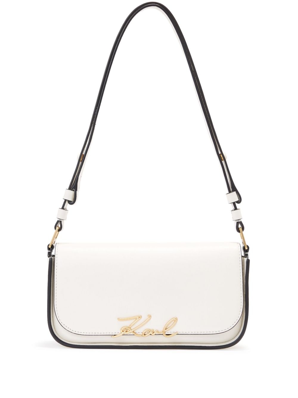 Karl Lagerfeld Signature Leather Crossbody Bag In White