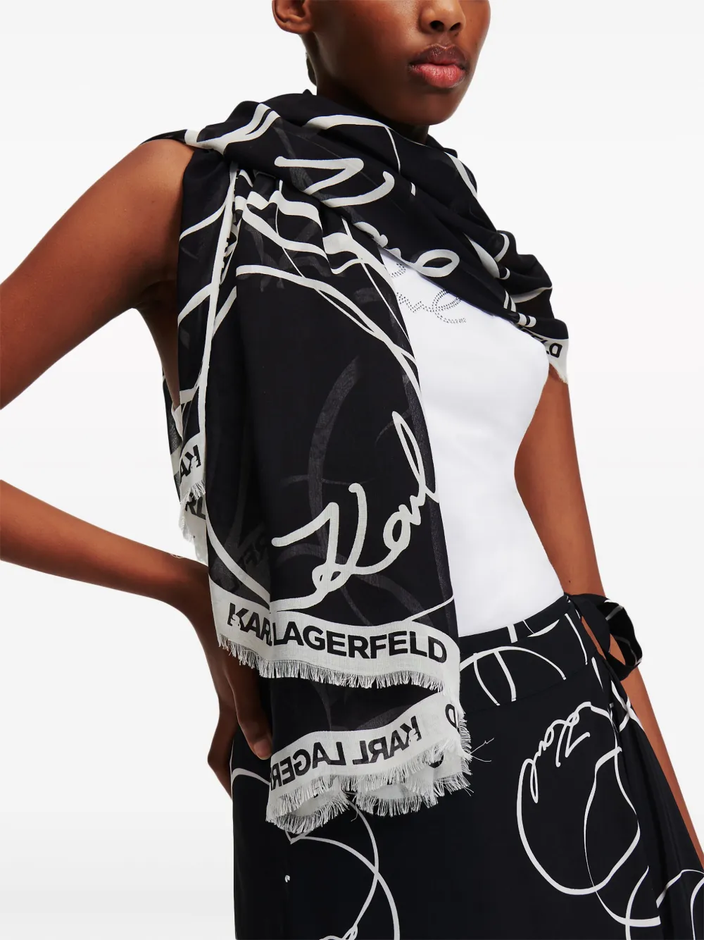 Karl Lagerfeld Sjaal met logoprint Zwart