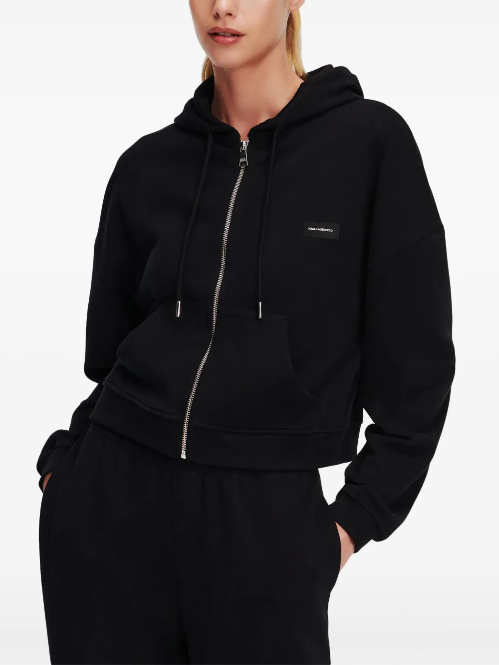 【関税 送料無料】KARL LAGERFELD ジップアップ パーカー Karl Lagerfeld ジップアップ パーカー | ブラック | FARFETCH JP