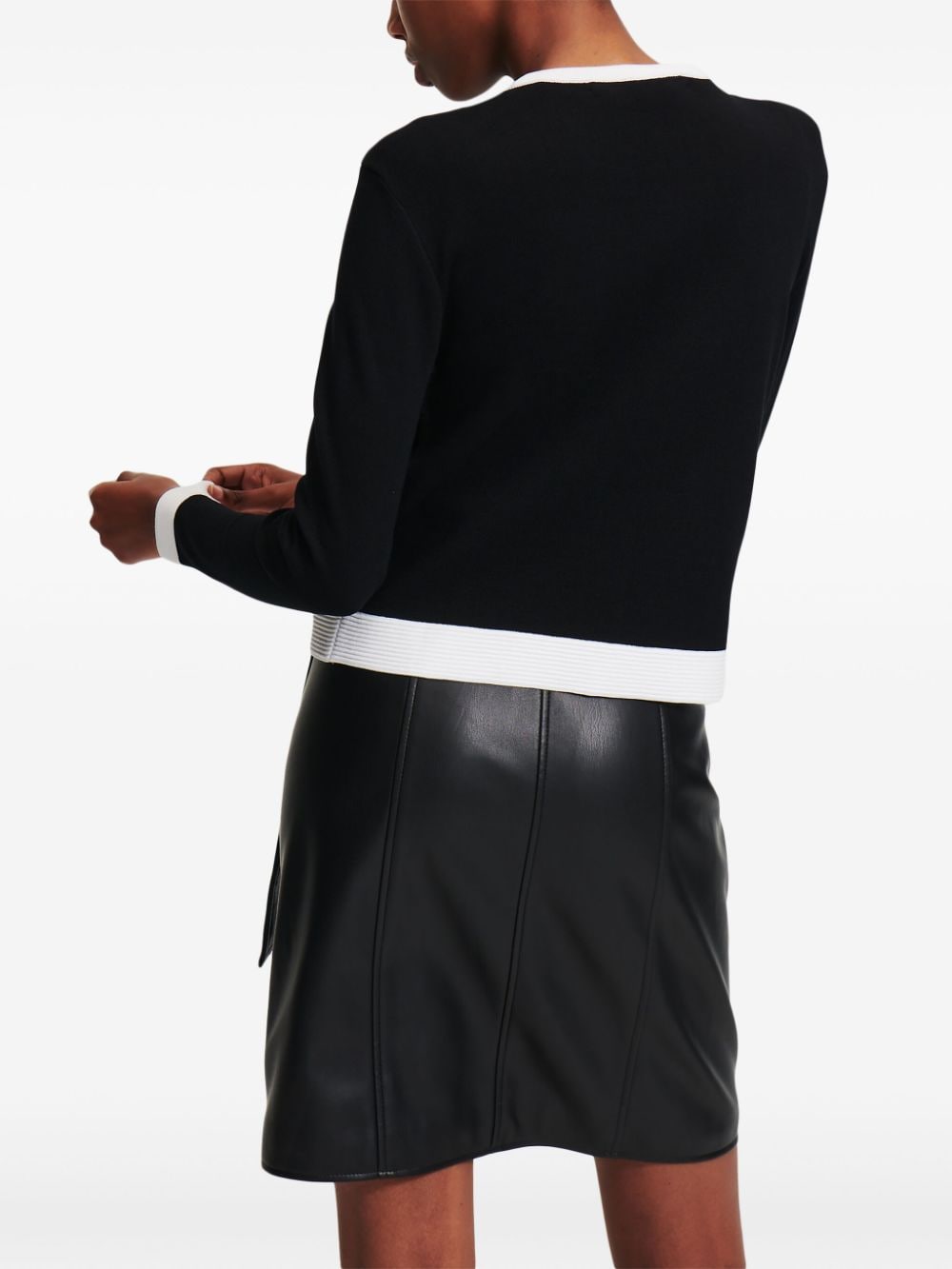 Shop Karl Lagerfeld Contrasting-trim Cardigan In Black