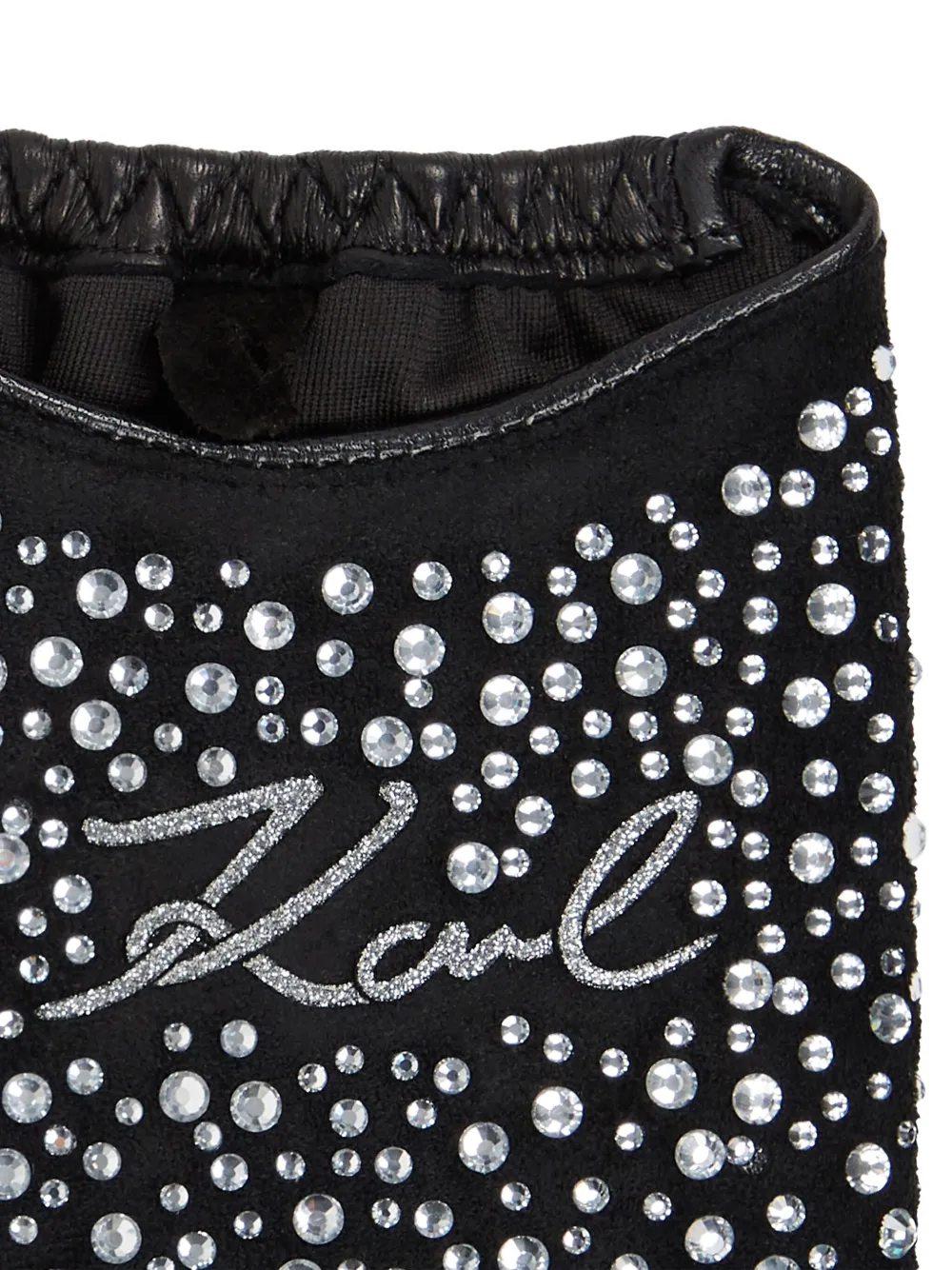Karl Lagerfeld Signature verfraaide vingerloze handschoenen Zwart
