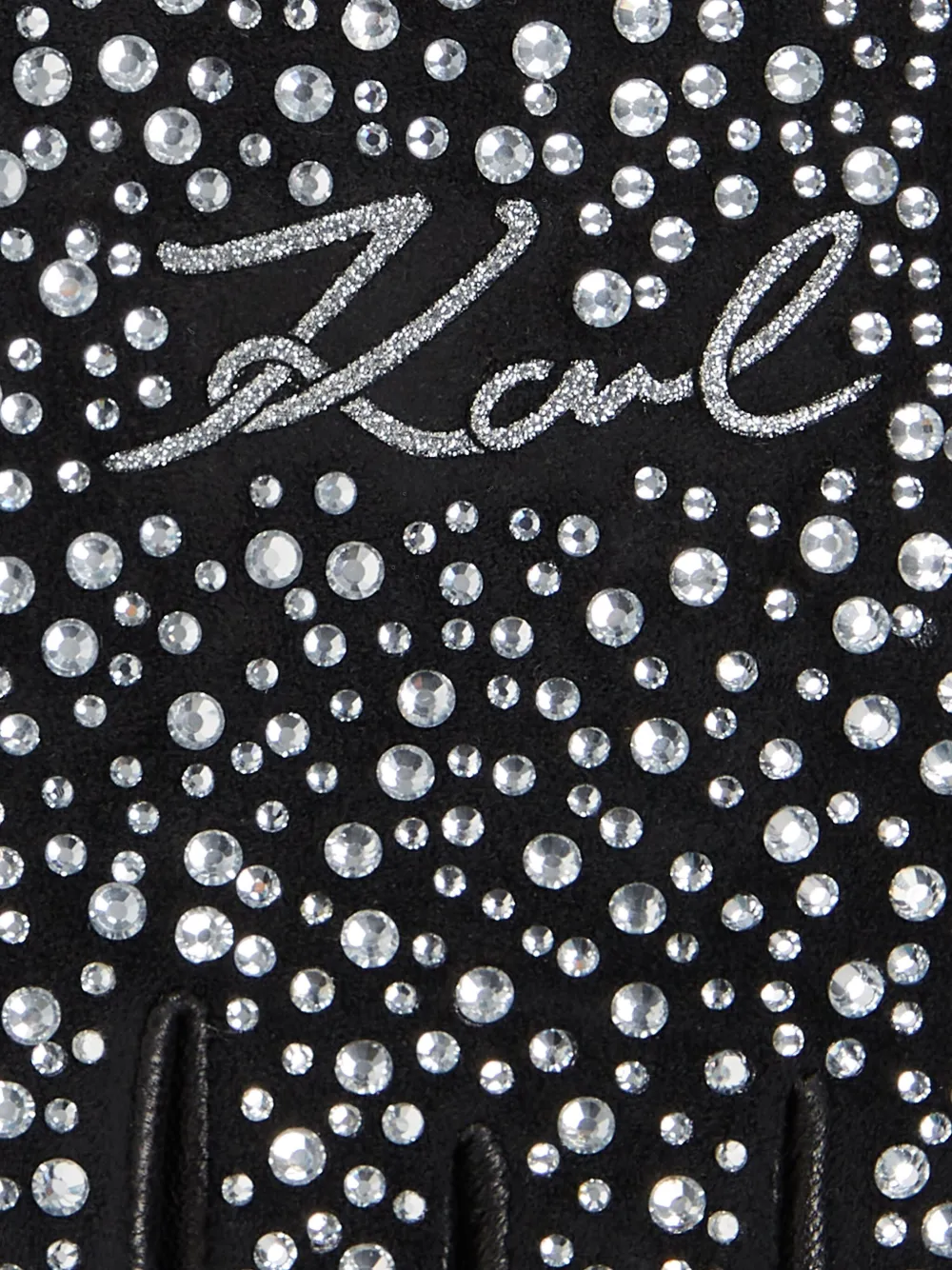 Karl Lagerfeld Signature verfraaide vingerloze handschoenen Zwart
