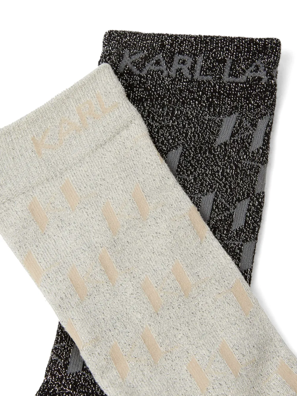 Karl Lagerfeld Twee paar sokken met monogram-jacquard Wit