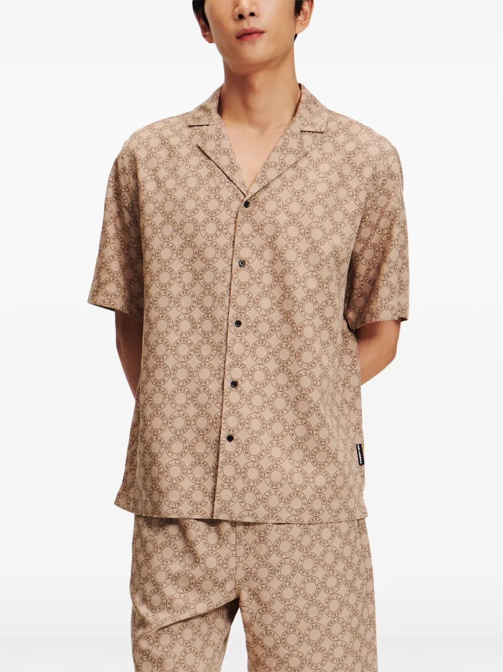 Karl Lagerfeld Bowlingshirt met logo Bruin