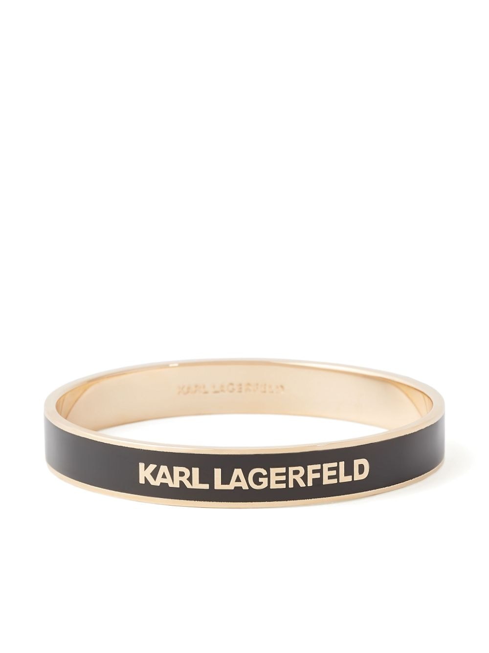 Karl Lagerfeld Essential Logo Bangle Bracelet In Black