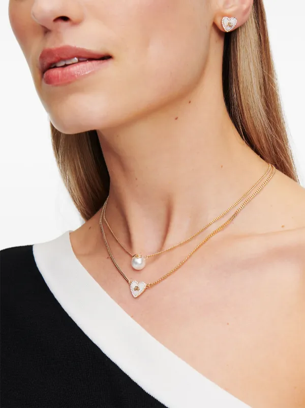 Karl Lagerfeld Autograph Heart Pearl Necklace | Gold