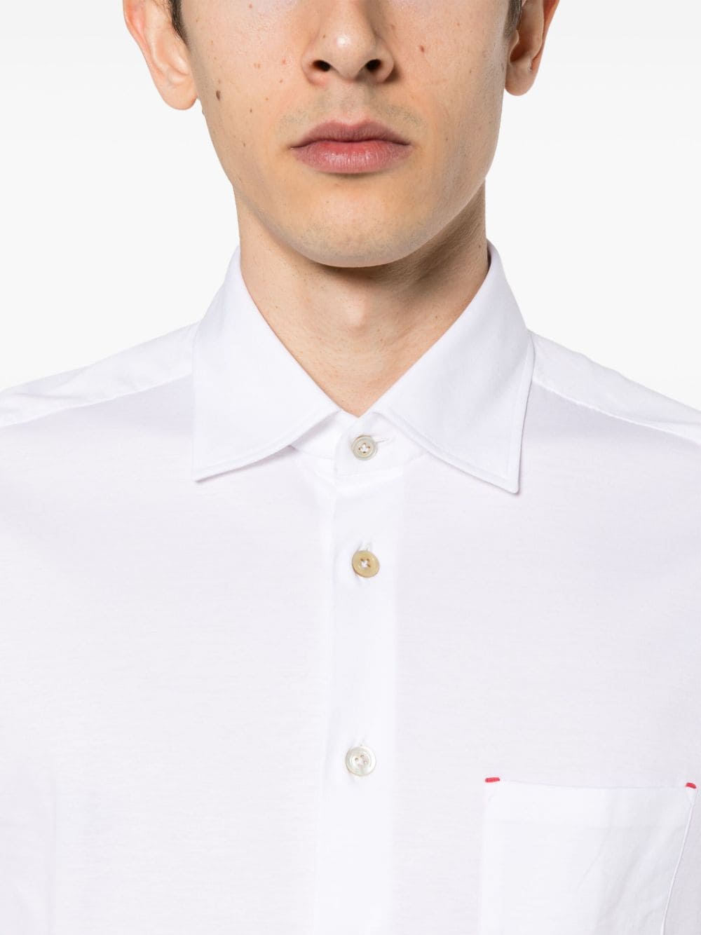 Shop Kiton Jersey Cotton Shirt In White