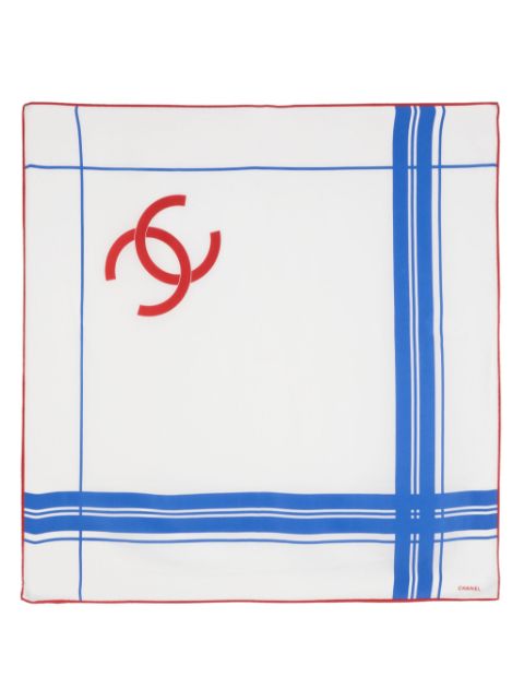 HOT SALE CHANEL 1990s CC logo silk scarf Women