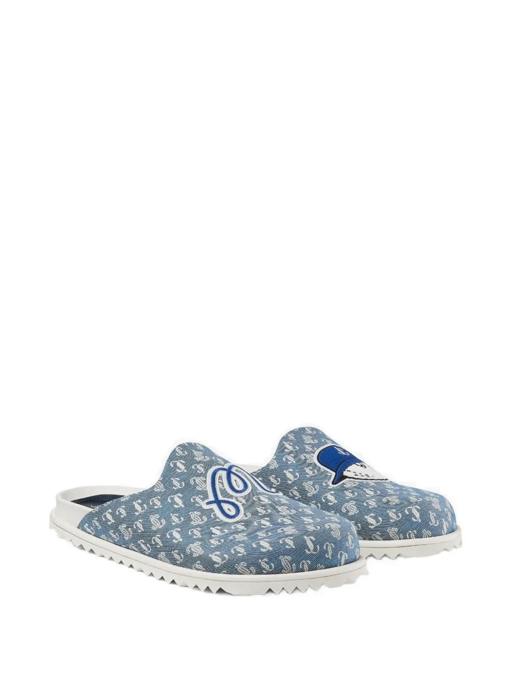 Jimmy Choo Monogram Logo-detail Slippers In Blue