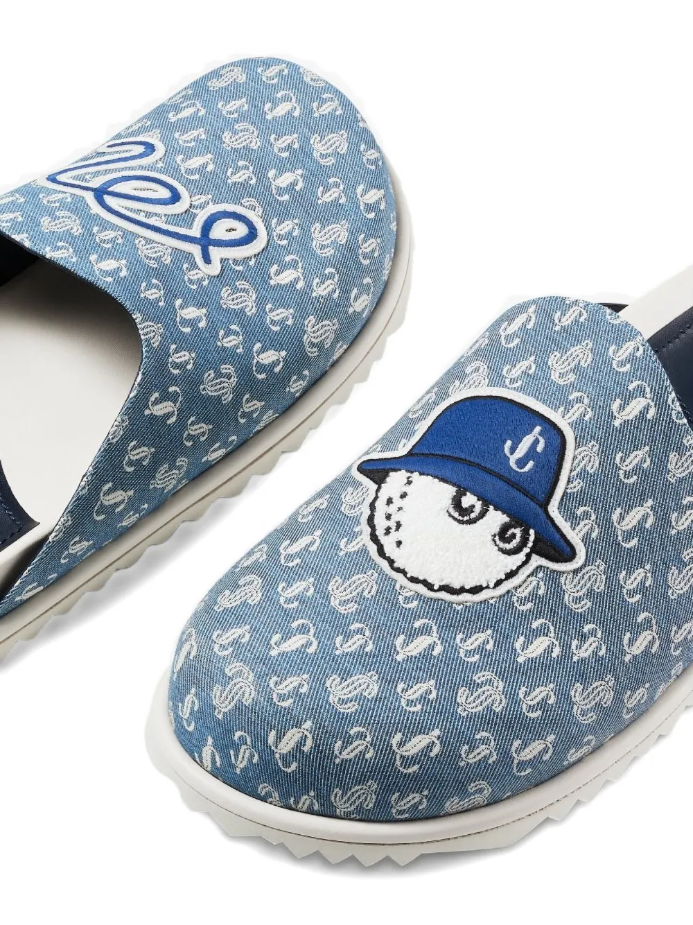 Jimmy Choo Monogram Logo-detail Slippers In Blue