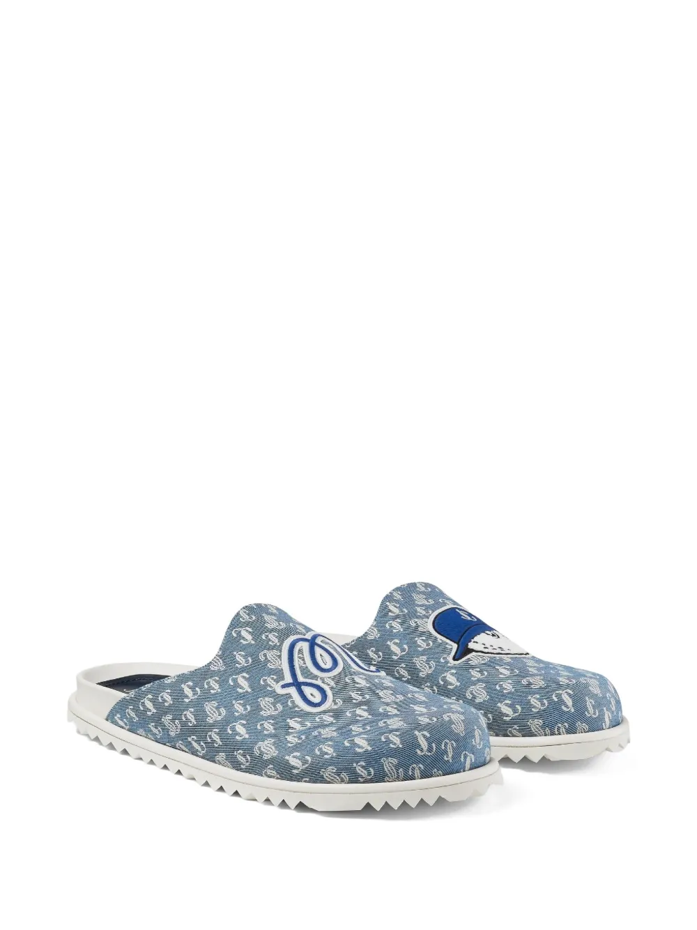 Jimmy Choo monogram logo-detail slippers Blue