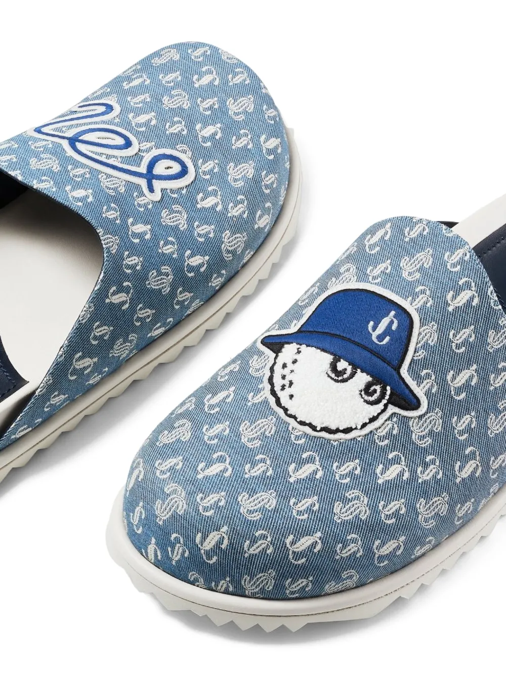 Jimmy Choo monogram logo-detail slippers Blue