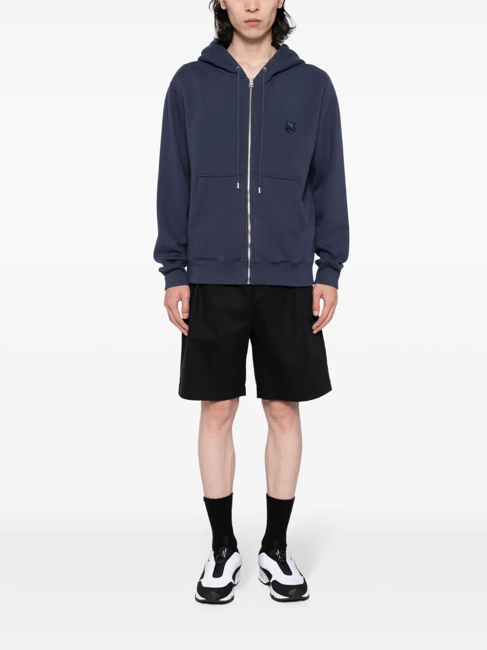Maison Kitsuné Bold Fox Head-patch zip-up hoodie - Blauw