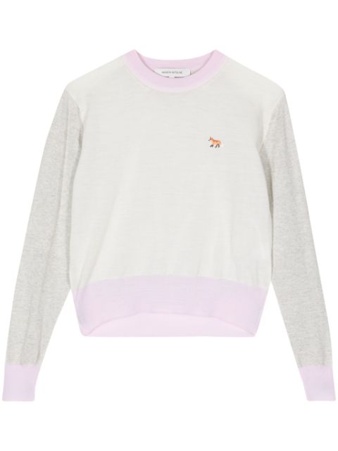 Maison Kitsune logo-embroidered merino jumper Women