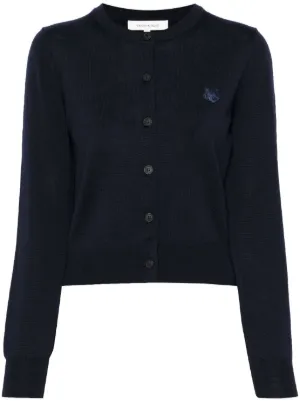 【送料&関税込】Maison KitsunAC Black Wool Cardigan Black Wool Cardigan, Wool Maxi Cardigan, Long Knit Coat
