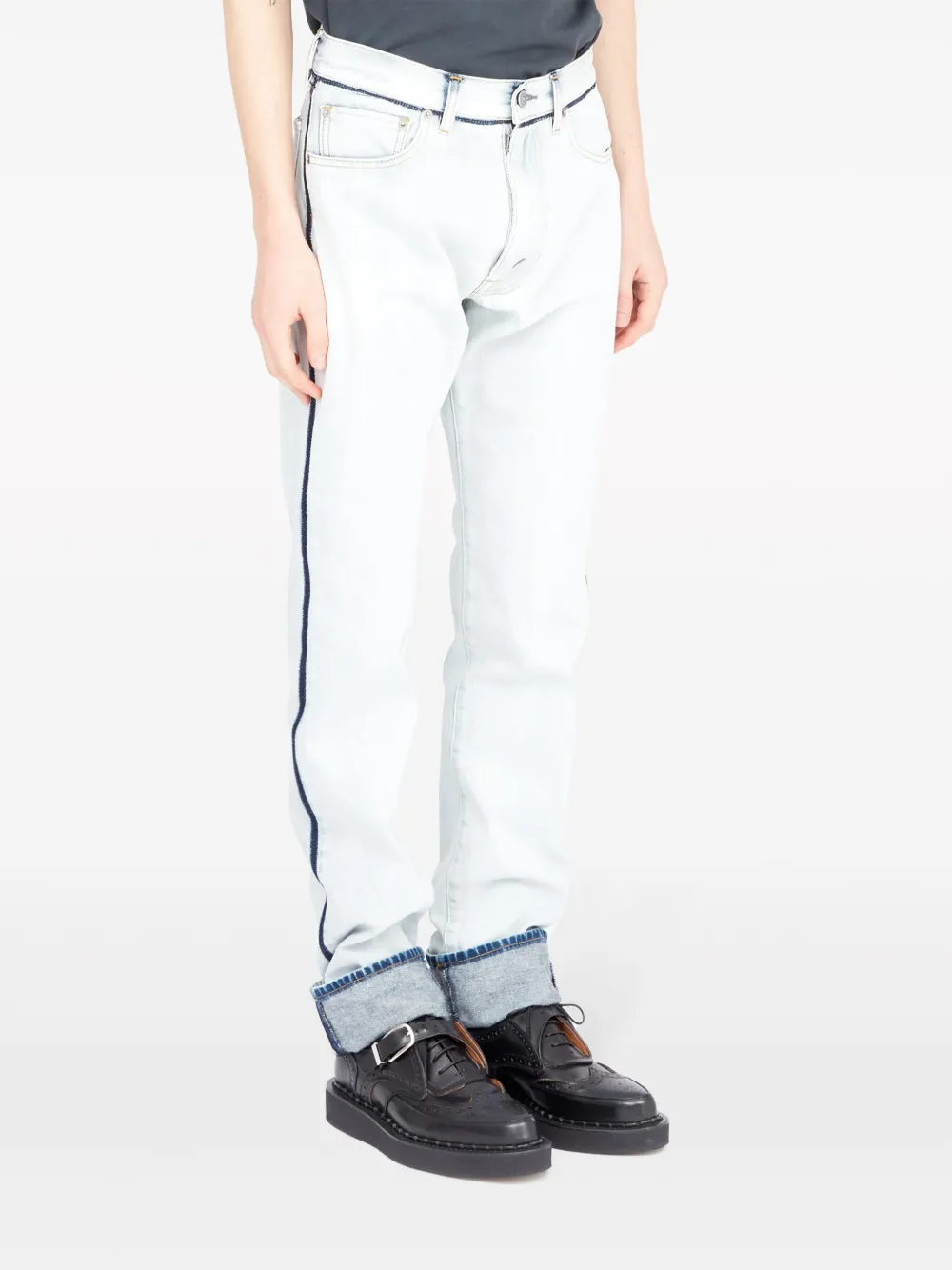Maison Margiela Japanese Denim Turn-up Jeans In White