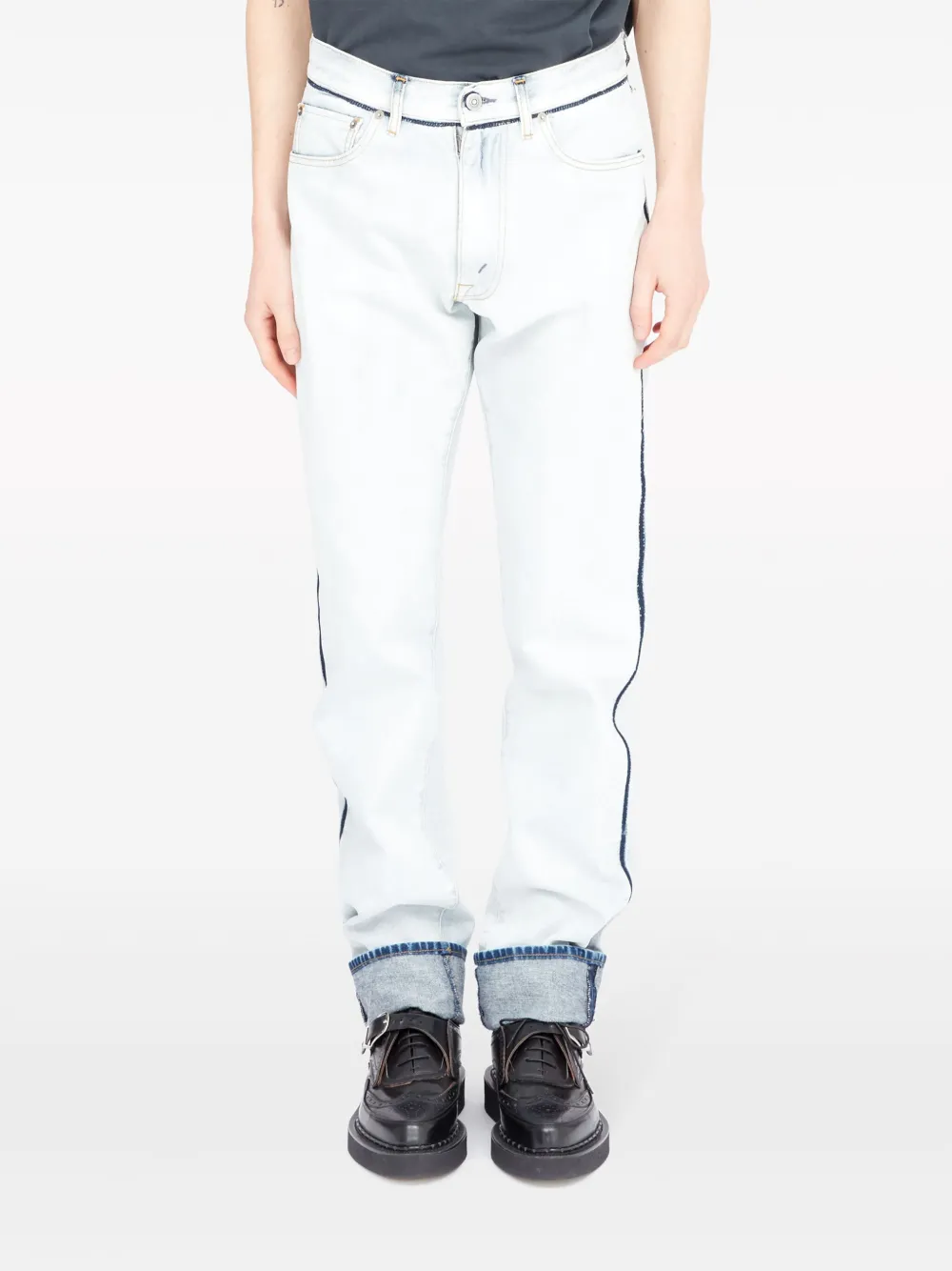 Maison Margiela Japanese Denim Turn-up Jeans In White