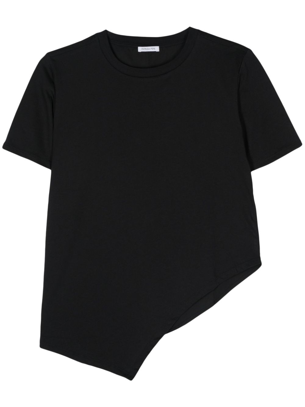 Shop Patrizia Pepe Asymmetric Cotton T-shirt In Black
