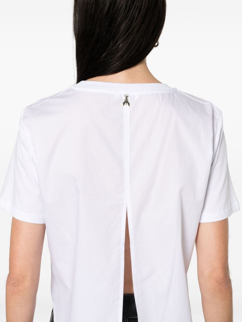 Shop Patrizia Pepe Asymmetric-hem Cotton T-shirt In White