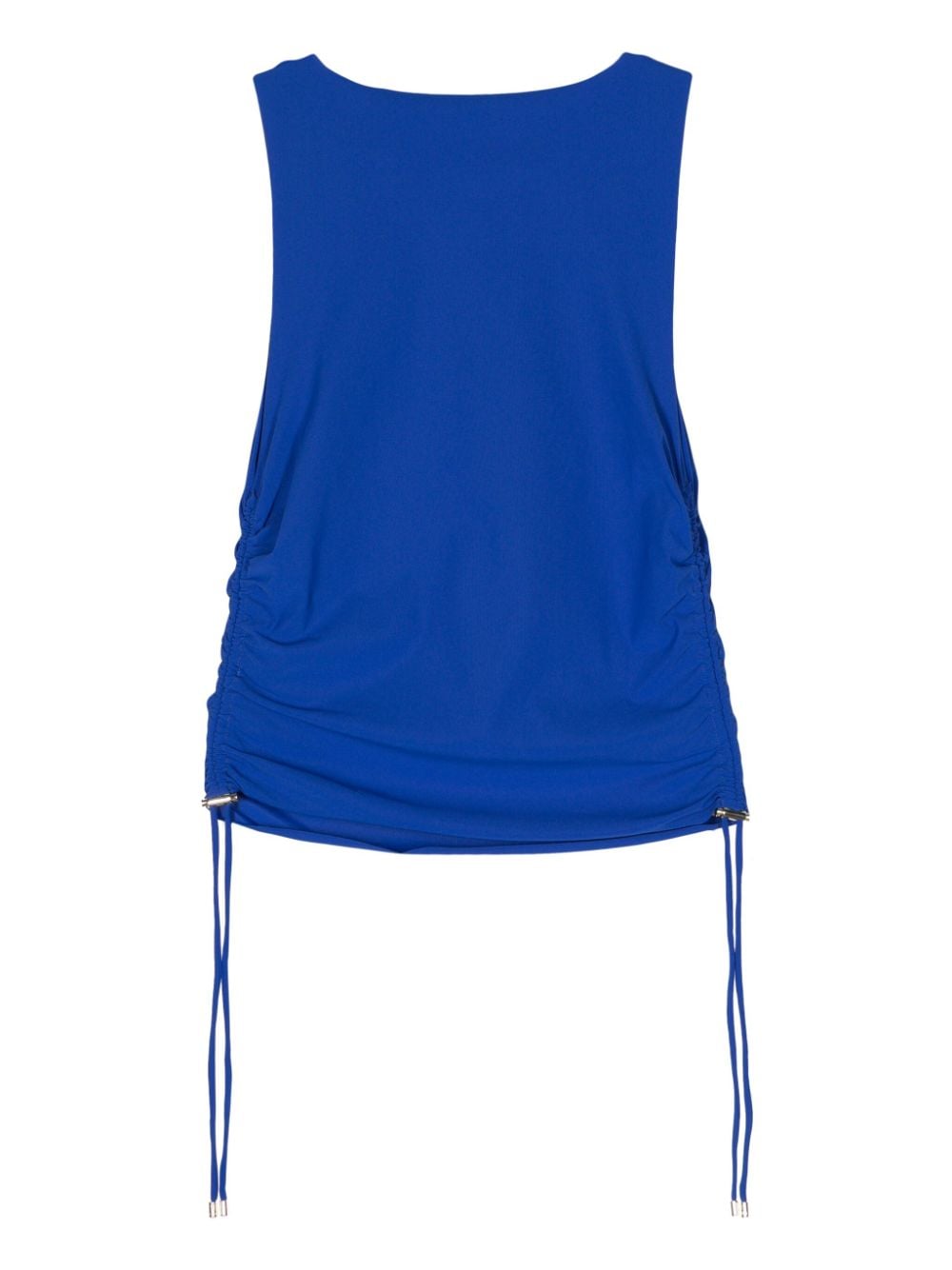 Shop Patrizia Pepe Ruched Scoop Tank Top In Blue