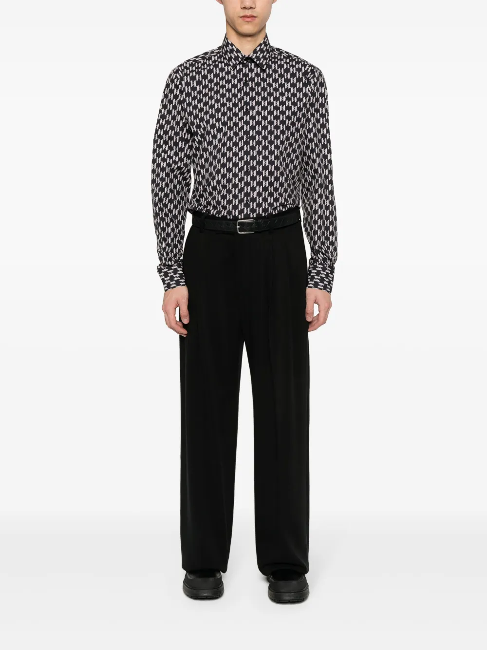 Karl Lagerfeld Overhemd met logoprint - Zwart