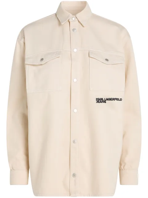 Karl Lagerfeld Jeans logo-embroidered organic cotton shirt