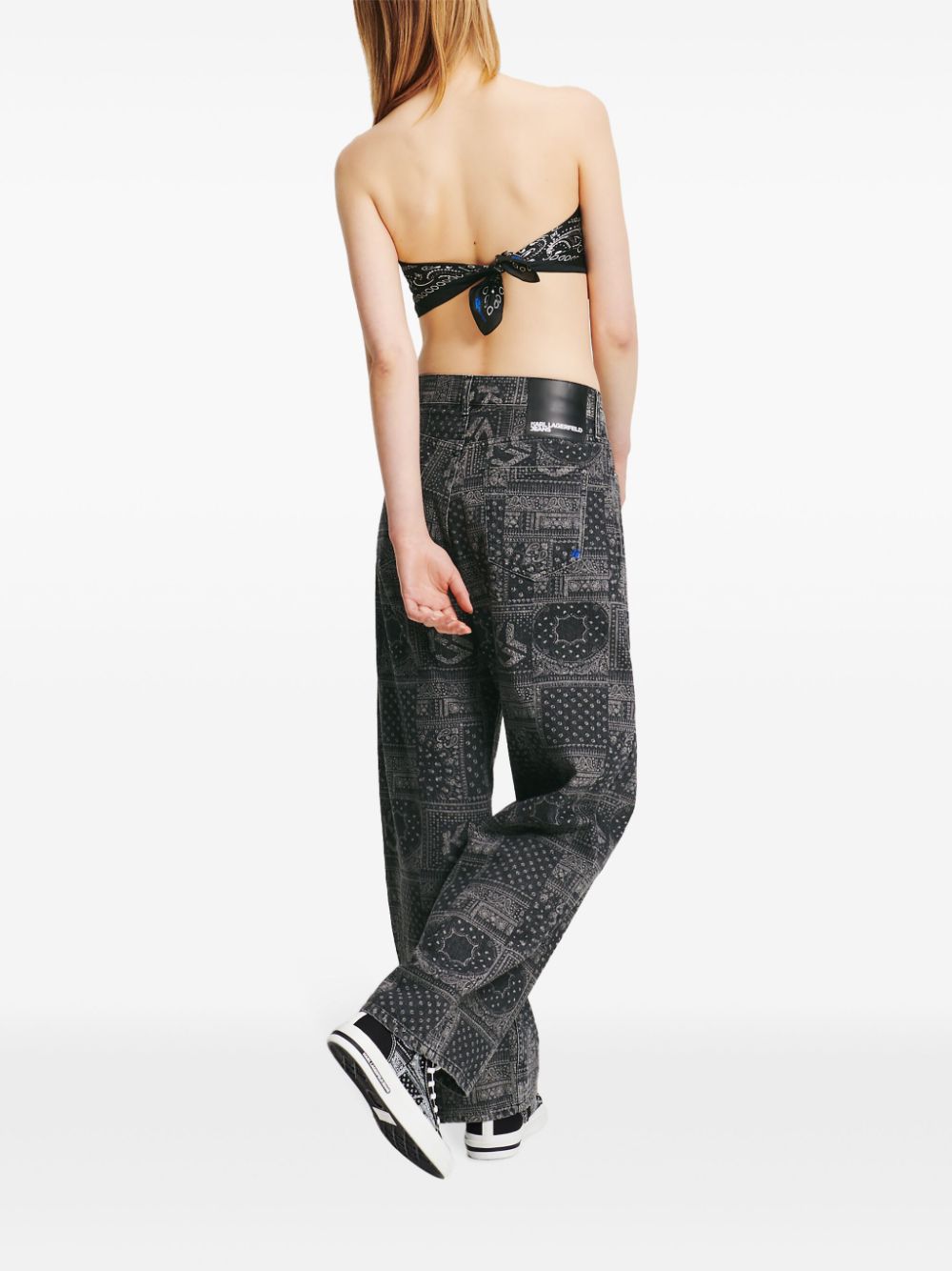 Shop Karl Lagerfeld Jeans Bandana-print Boyfriend Jeans In Black