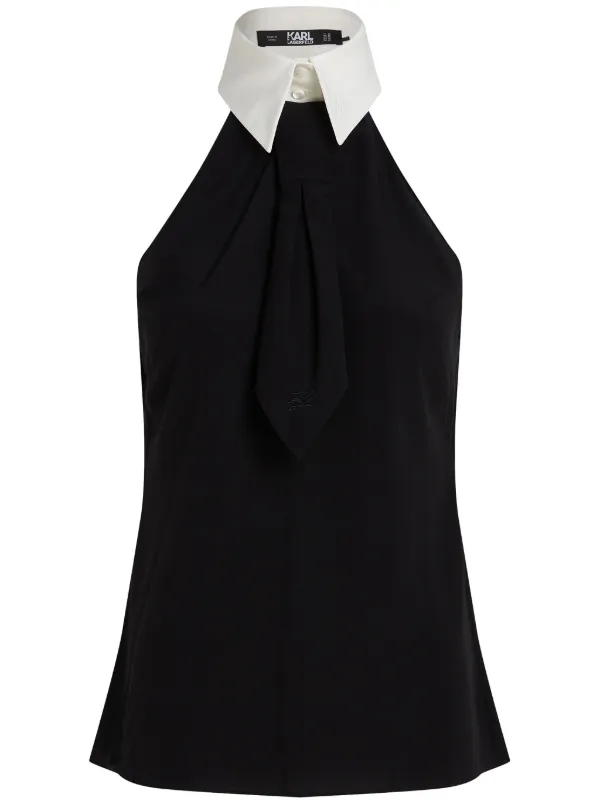 Karl Lagerfeld collar-detail Halterneck Top - Farfetch