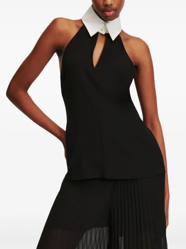 Karl Lagerfeld collar-detail Halterneck Top - Farfetch