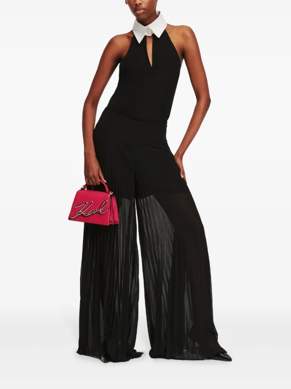 Karl Lagerfeld collar-detail Halterneck Top - Farfetch