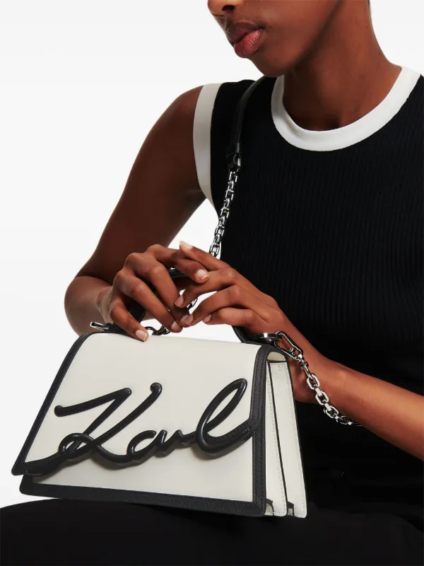 Karl Lagerfeld Signature Leather top-handle Bag White FARFETCH JO