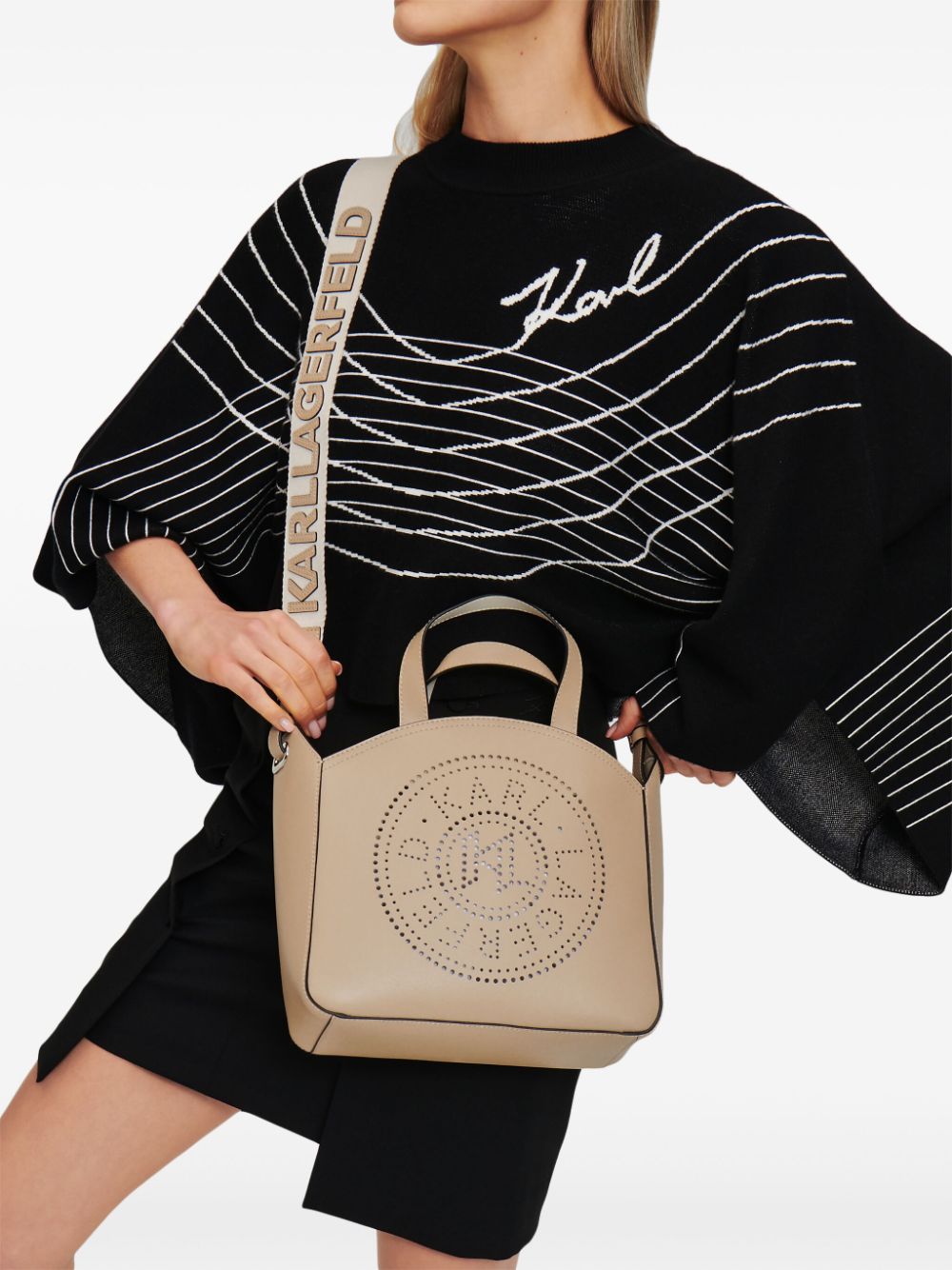 Karl Lagerfeld K Circle perforated-logo tote bag WOMEN