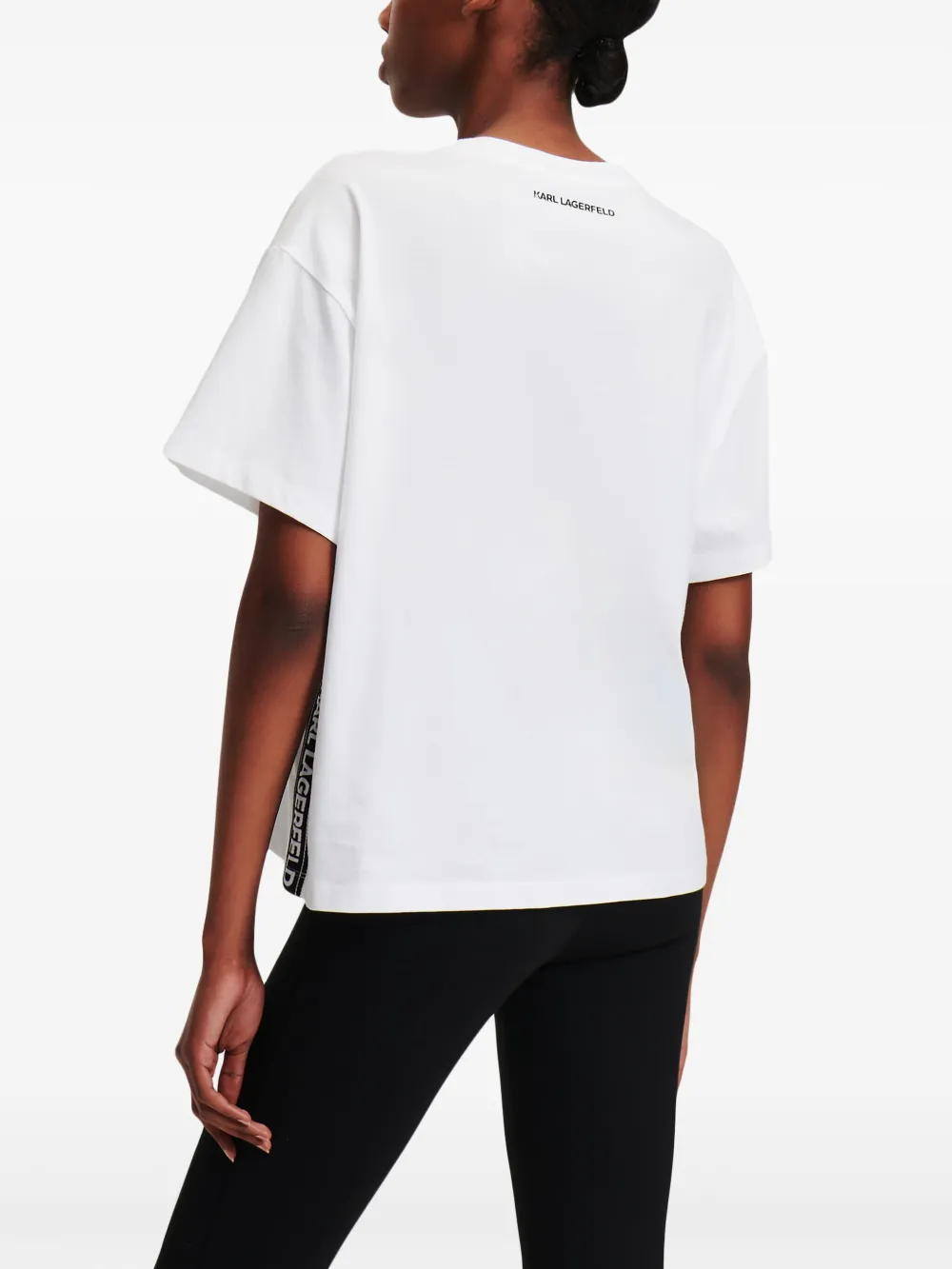 Karl Lagerfeld T-shirt van biologisch katoen met logoband Wit