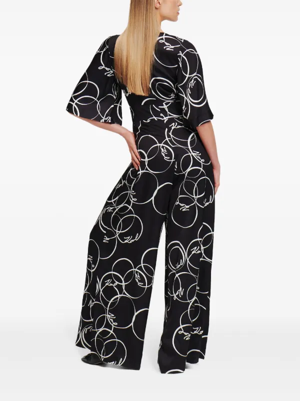 Karl Lagerfeld circle print wide leg Jumpsuit Black FARFETCH