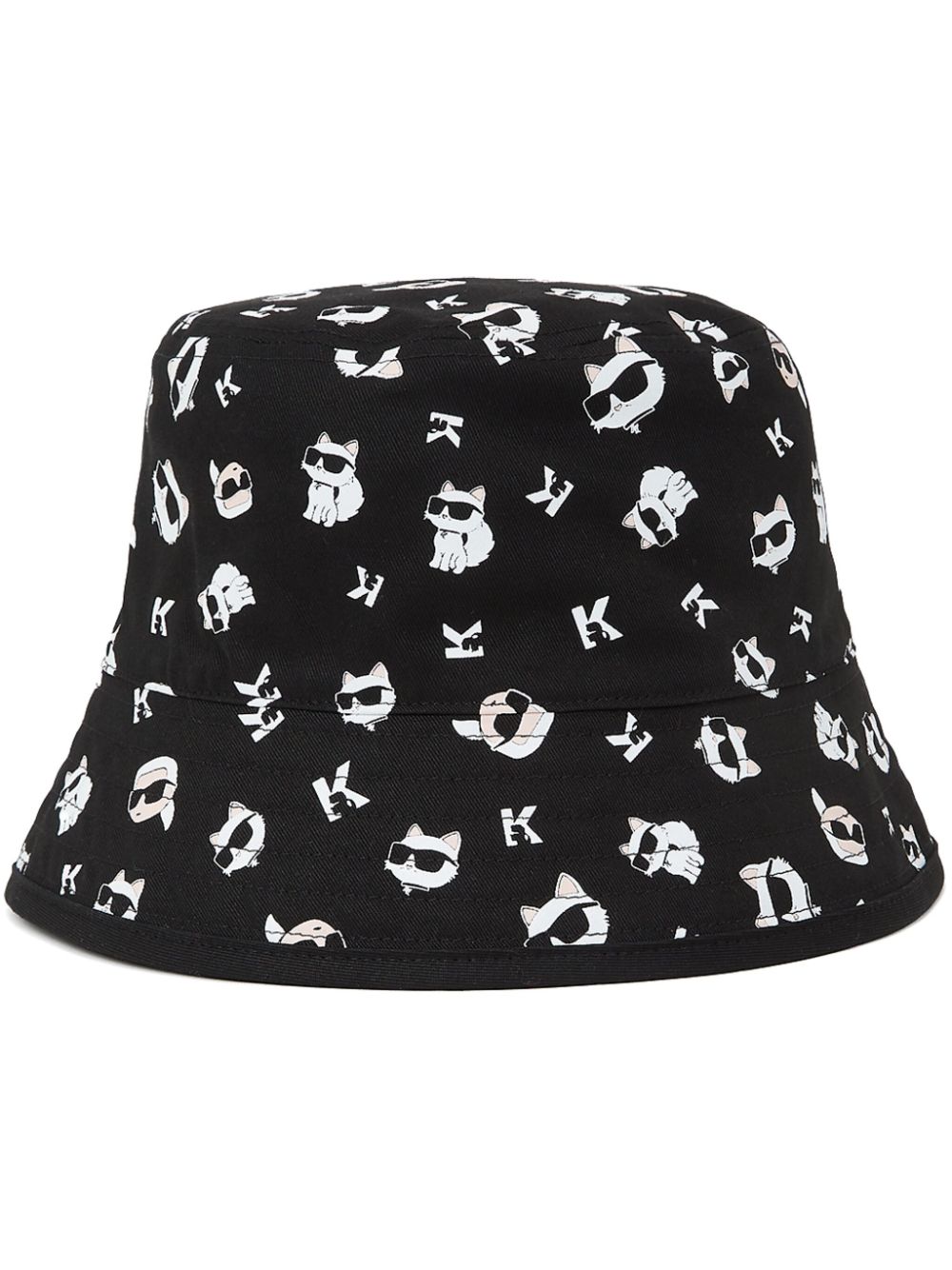 Karl Lagerfeld Ikonik Choupette Reversible Bucket Hat In Black