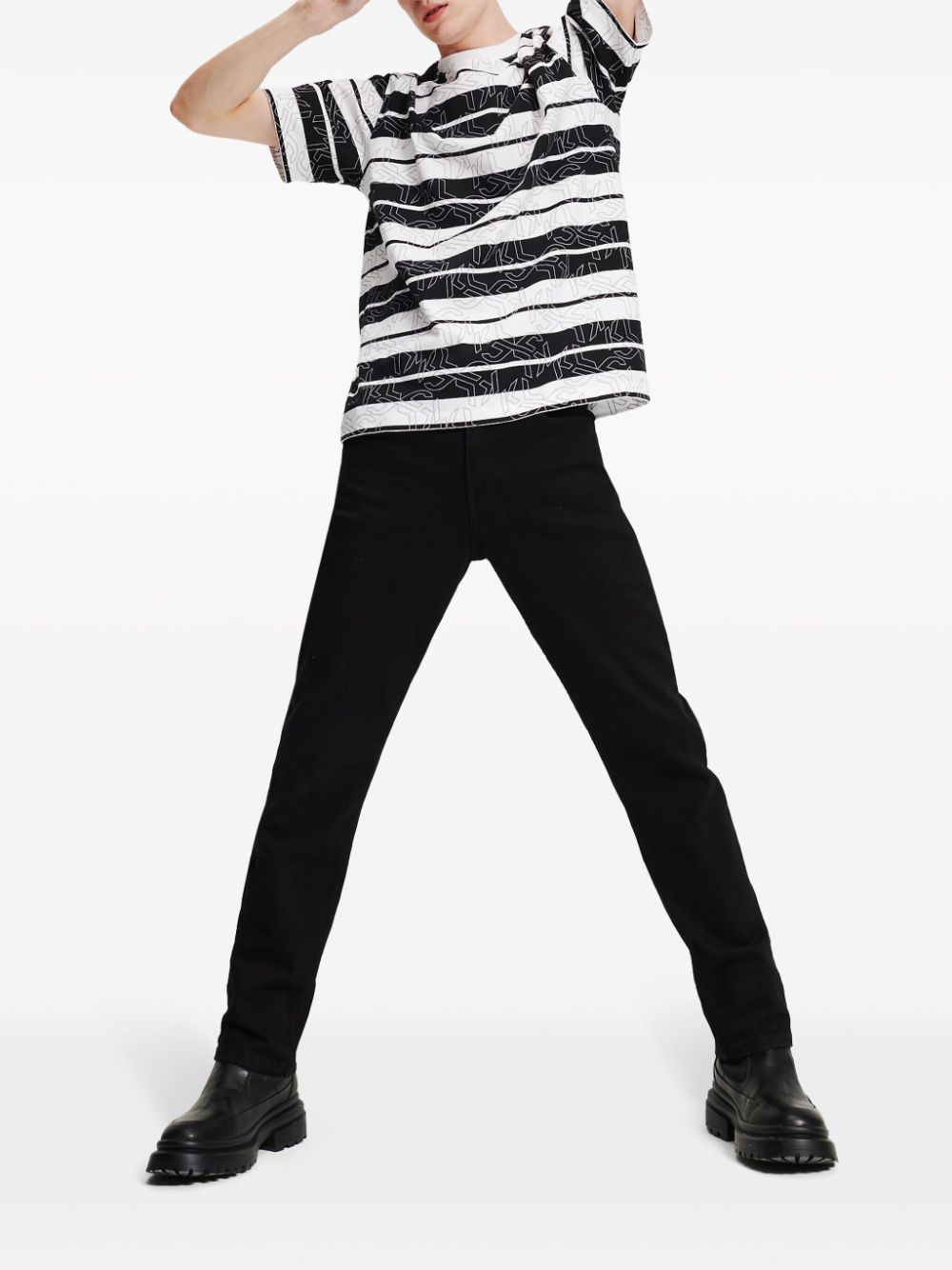 Karl Lagerfeld Jeans T-shirt met logoprint - Zwart