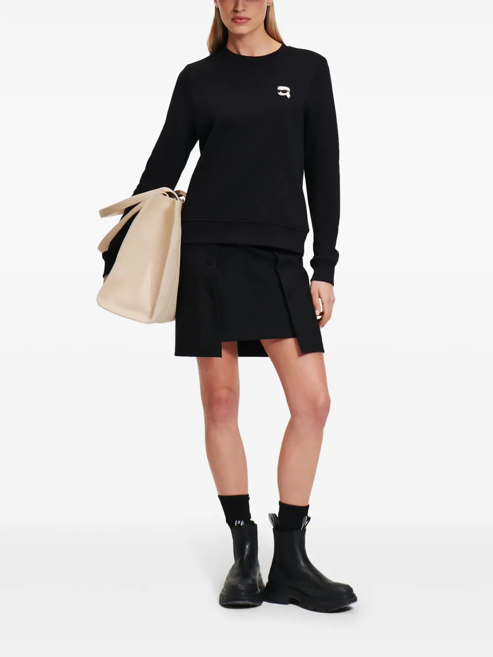 Karl Lagerfeld Sweater met logopatch - Zwart