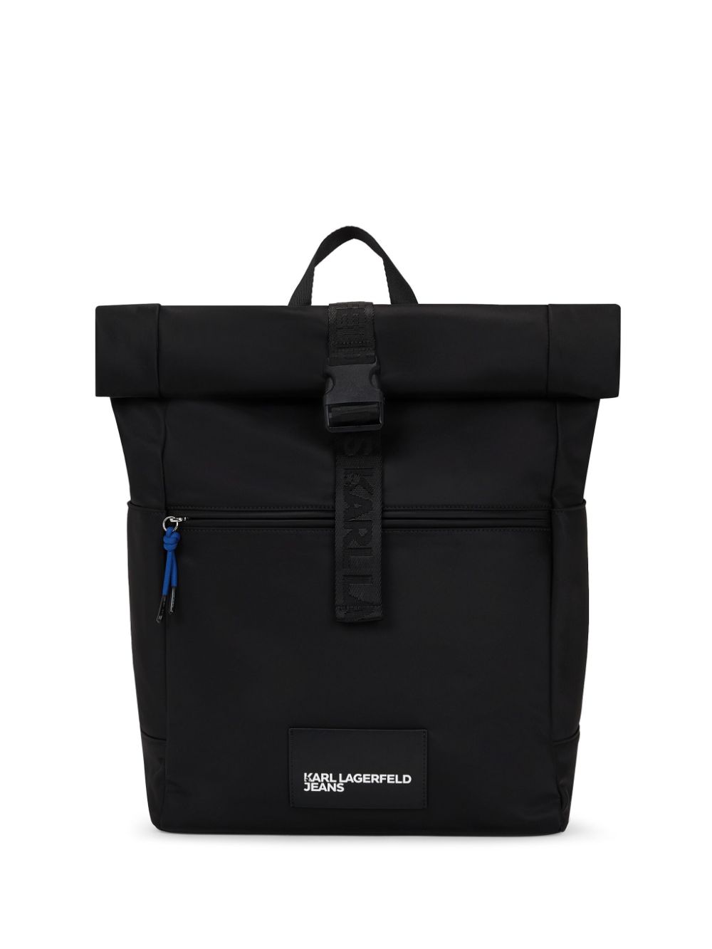 Karl Lagerfeld Jeans Logo-appliqué Roll-top Backpack In Black
