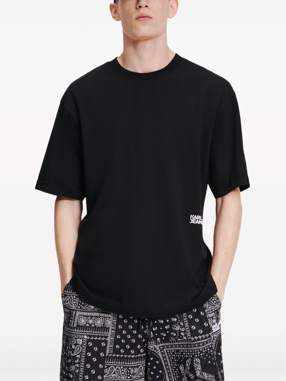 Karl Lagerfeld Jeans T-shirt met bandanaprint - Zwart
