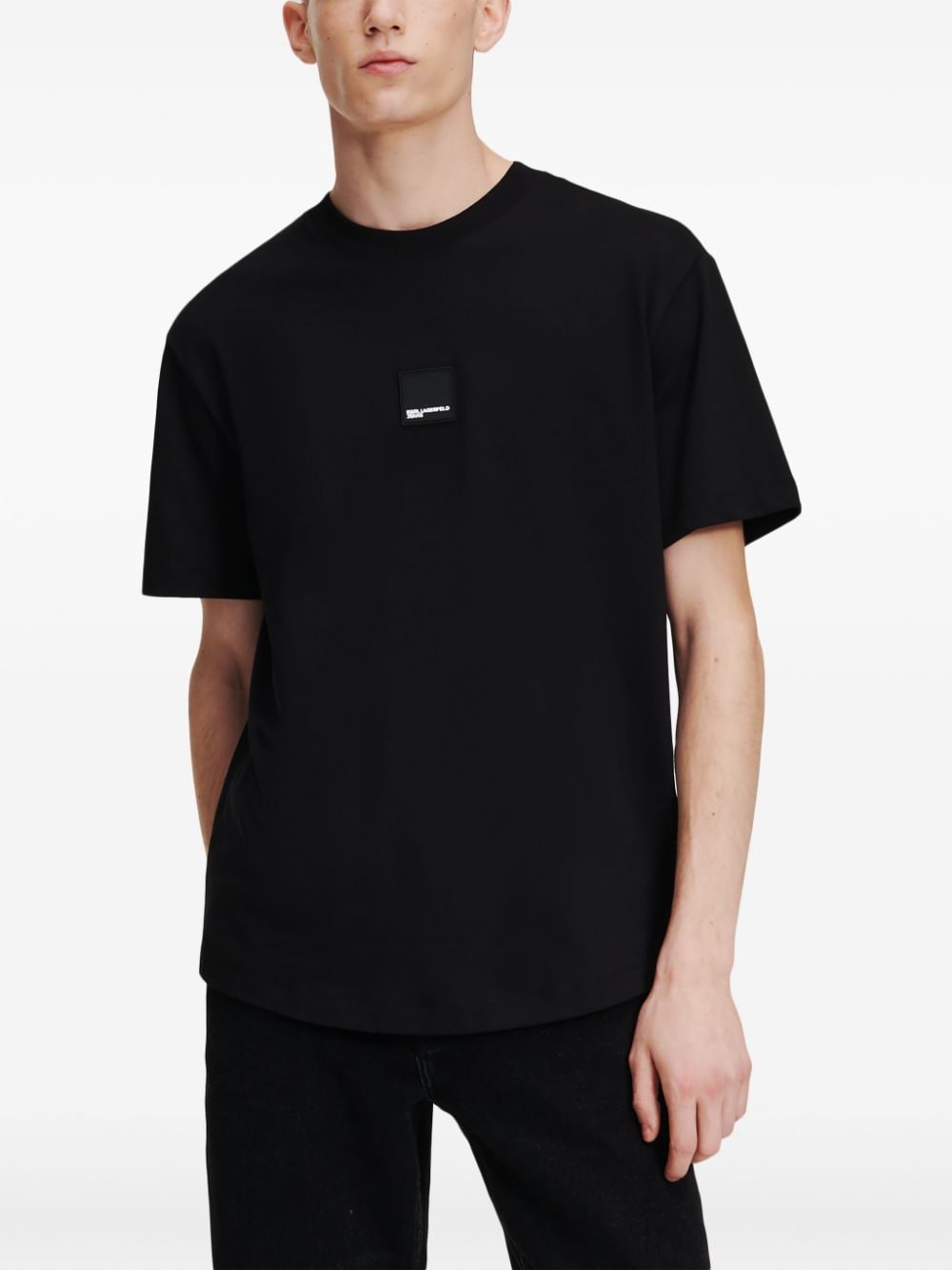 Shop Karl Lagerfeld Jeans Logo-appliquéd Cotton T-shirt In Black
