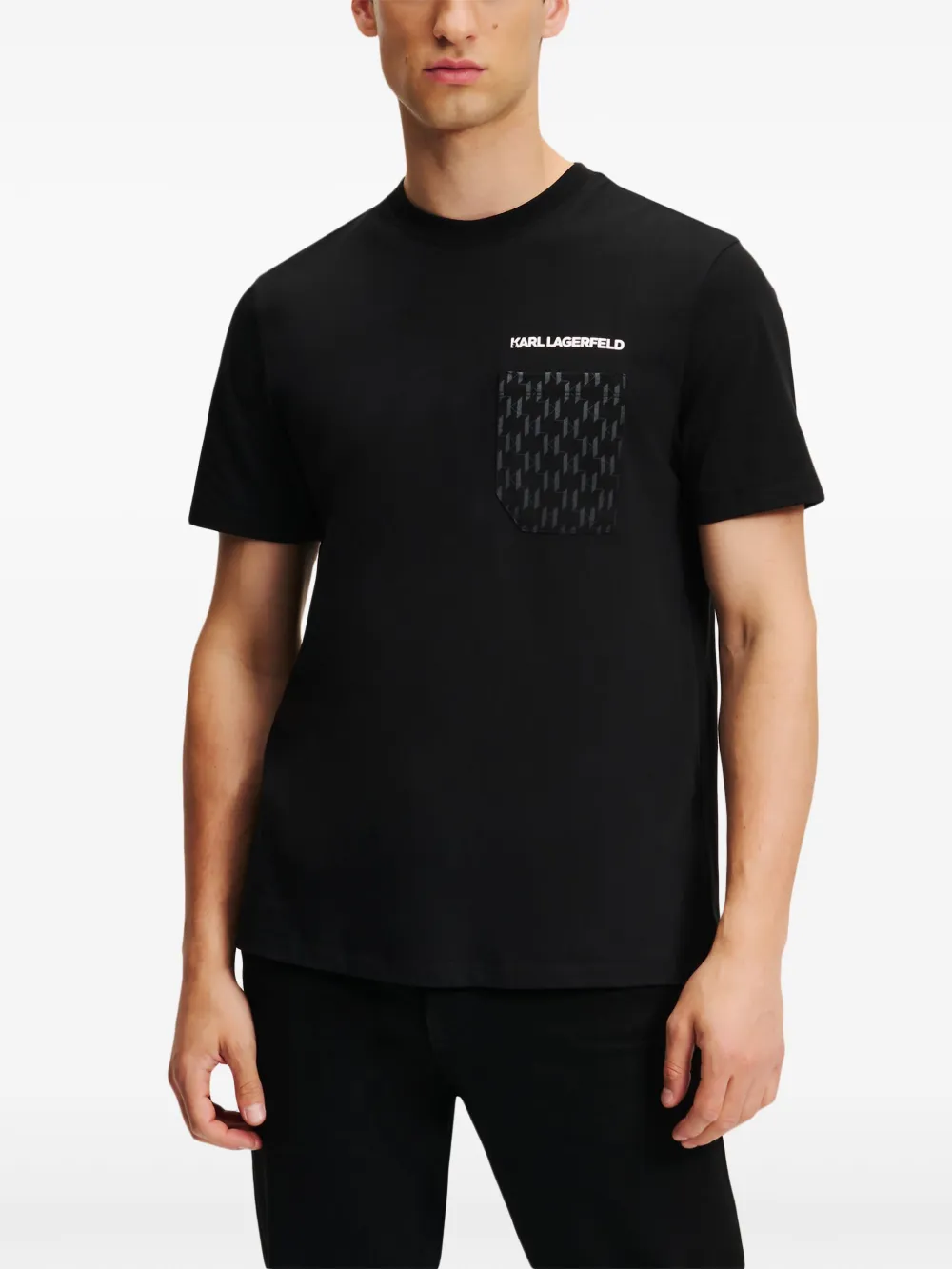 Karl Lagerfeld T-shirt met monogram-zak Zwart