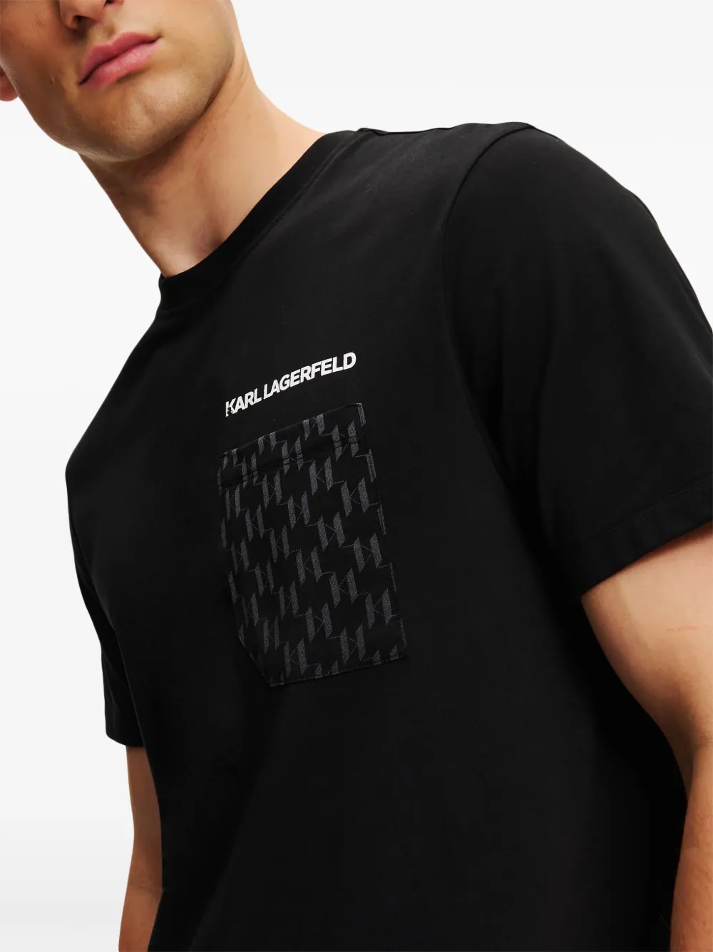 Karl Lagerfeld T-shirt met monogram-zak Zwart
