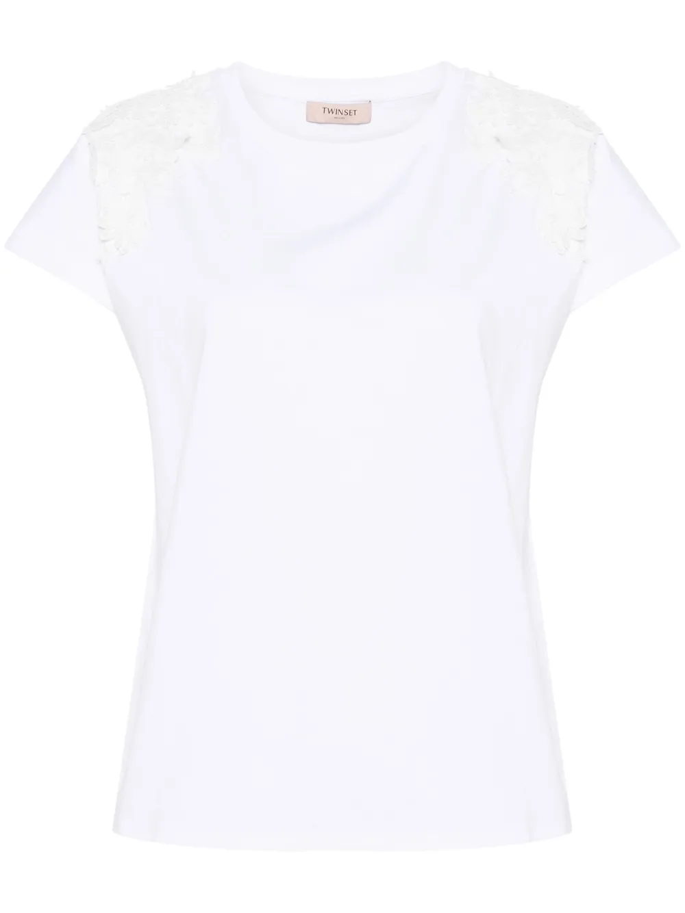 TWINSET floral-appliqué cotton T-shirt Wit